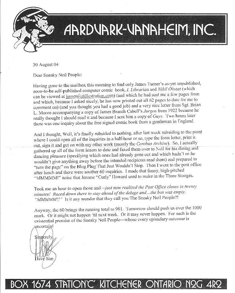 letter from Dave Sim